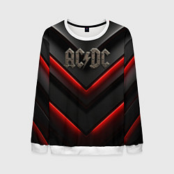 Свитшот мужской ACDC лого из металла на черно-красной текстуре, цвет: 3D-белый