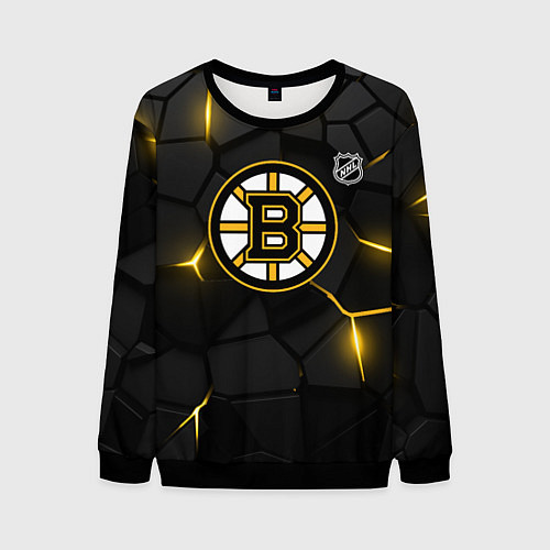 Мужской свитшот Бостон Брюинз - плиты с подсветкой / 3D-Черный – фото 1