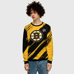 Свитшот мужской Бостон Брюинз - брызги краски, цвет: 3D-черный — фото 2