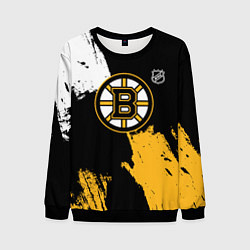 Свитшот мужской Бостон Брюинз - разлитая краска, цвет: 3D-черный