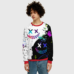 Свитшот мужской Неоновые брызги - жуткие улыбки, цвет: 3D-красный — фото 2