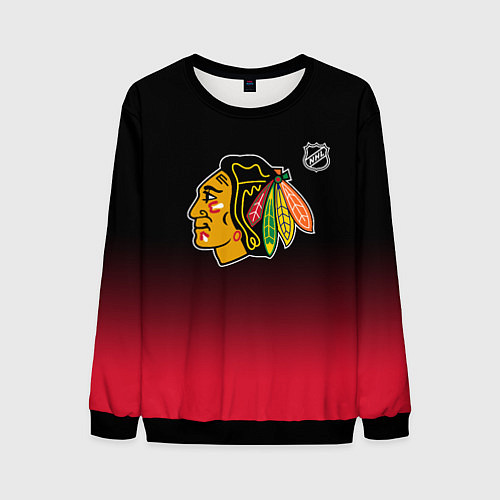 Мужской свитшот Чикаго Блэкхокс - градиент / 3D-Черный – фото 1