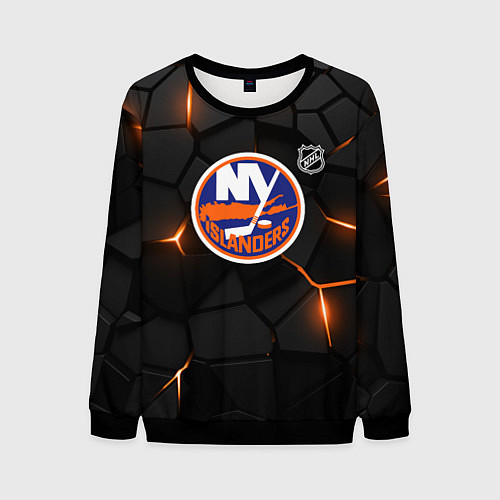 Мужской свитшот Нью Йорк Айлендерс - НХЛ хоккей / 3D-Черный – фото 1