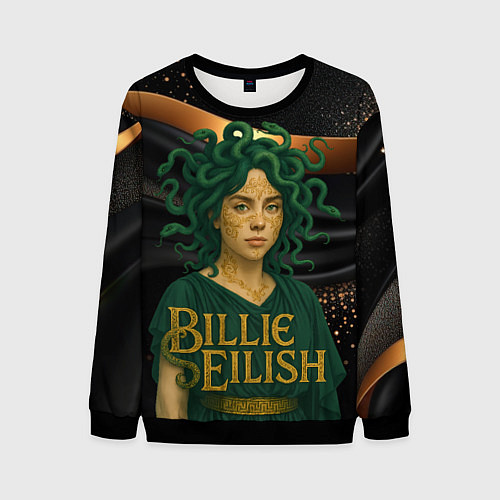 Мужской свитшот Билли Айлиш в образе Гаргоны / 3D-Черный – фото 1
