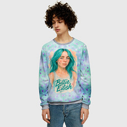 Свитшот мужской Билли Айлиш бирюзовые волосы, цвет: 3D-меланж — фото 2