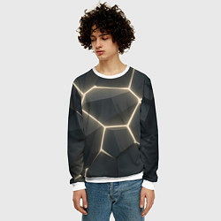 Свитшот мужской Объемные серые плиты, цвет: 3D-белый — фото 2