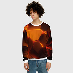 Свитшот мужской Оранжевые объемные пластины, цвет: 3D-белый — фото 2