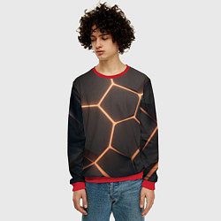 Свитшот мужской Серая текстура из сот, цвет: 3D-красный — фото 2