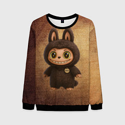 Свитшот мужской Лабубу на вязаном фоне, цвет: 3D-черный