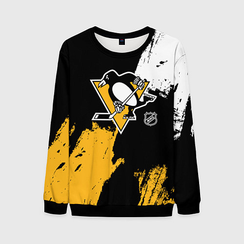 Мужской свитшот Питтсбург Пингвинз - брызги / 3D-Черный – фото 1