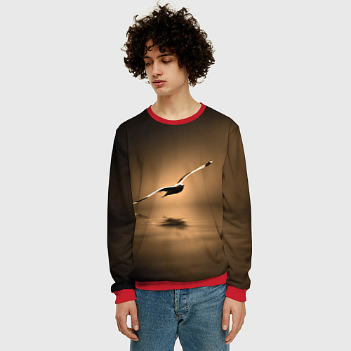Мужской свитшот Летящая птица / 3D-Красный – фото 3