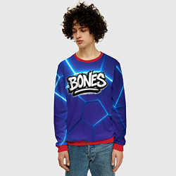 Свитшот мужской Bones белое лого на синих плитах, цвет: 3D-красный — фото 2