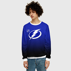Свитшот мужской Тампа Бэй Лайтнинг - синий градиент, цвет: 3D-белый — фото 2