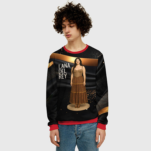 Мужской свитшот Lana Del Rey в ретро платье / 3D-Красный – фото 3