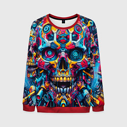 Мужской свитшот Кибер череп - нейроарт паттерн