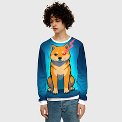 Свитшот мужской Сиба-ину с неоновым взглядом, цвет: 3D-белый — фото 2