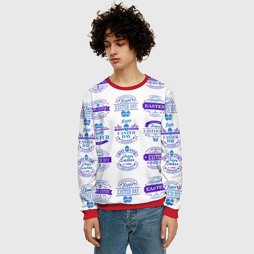 Мужской свитшот Easter holidays / 3D-Красный – фото 3