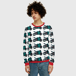 Свитшот мужской Motorbike light blue, цвет: 3D-красный — фото 2