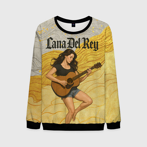 Мужской свитшот Lana Del Rey с гитарой / 3D-Черный – фото 1