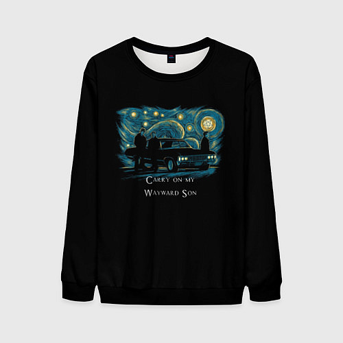Мужской свитшот Сверхъестественное carry on my wayward son / 3D-Черный – фото 1