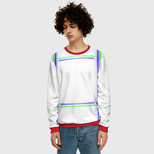 Мужской свитшот Neon white green light blue / 3D-Красный – фото 3