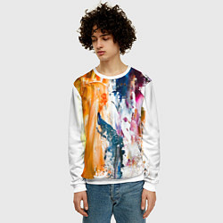Свитшот мужской Разноцветные мазки кисти на палитре художника, цвет: 3D-белый — фото 2