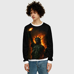 Свитшот мужской Статуя свободы в огне, цвет: 3D-белый — фото 2