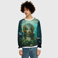 Свитшот мужской Леди Гага под водой в аквариуме, цвет: 3D-белый — фото 2