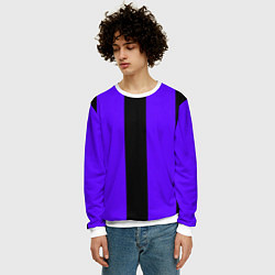 Свитшот мужской Color purple black stripes, цвет: 3D-белый — фото 2