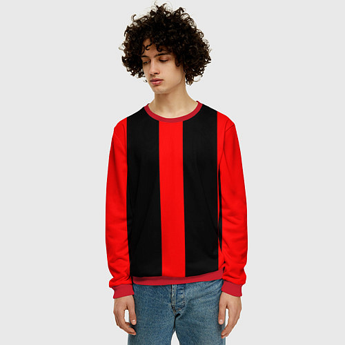 Мужской свитшот Color black red lines / 3D-Красный – фото 3