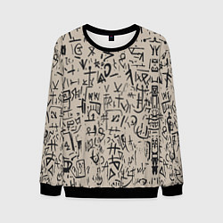 Свитшот мужской Иероглифы маори, цвет: 3D-черный
