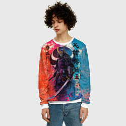 Свитшот мужской Призрачный самурай - краски, цвет: 3D-белый — фото 2