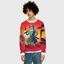 Свитшот мужской Бендер ниндзя в Японском пейзаже, цвет: 3D-белый — фото 2