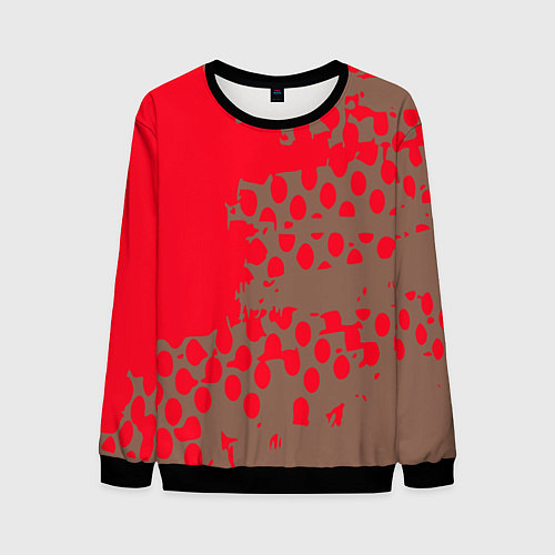 Мужской свитшот Абстрактные алые пятна на цвете какао / 3D-Черный – фото 1