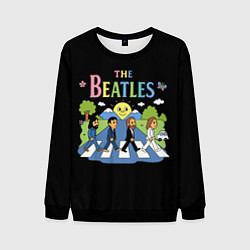 Свитшот мужской The Beatles, мультяшный стиль, цвет: 3D-черный