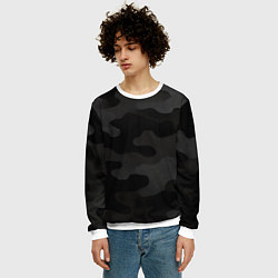 Свитшот мужской Черно-серая текстура камуфляжа, цвет: 3D-белый — фото 2