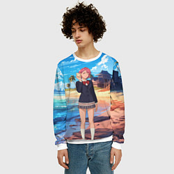 Свитшот мужской Дандадан Сиратори Айра с ракушкой в руках, цвет: 3D-белый — фото 2