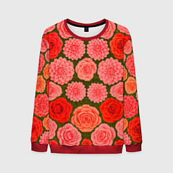 Свитшот мужской Цветочная поляна паттерн, цвет: 3D-красный