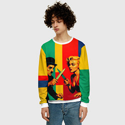 Свитшот мужской Чарли Чаплин против Мэрилин Монро поп-арт, цвет: 3D-белый — фото 2