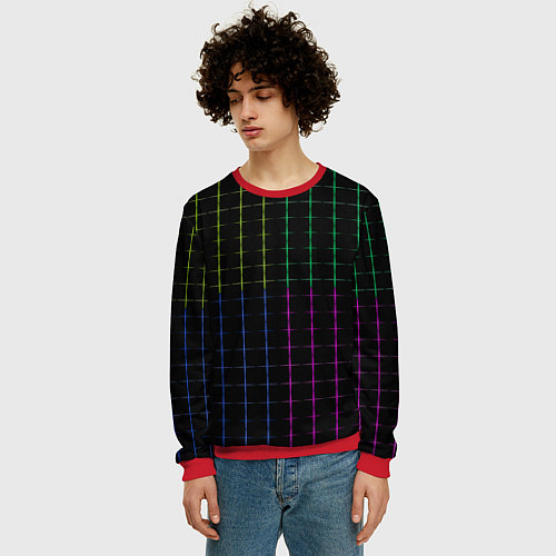 Мужской свитшот Color black multicolored stripes / 3D-Красный – фото 3