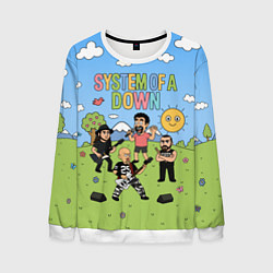 Свитшот мужской System of a Down, мультяшный, цвет: 3D-белый