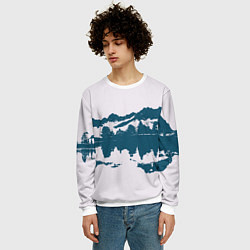 Свитшот мужской Лес и озеро, цвет: 3D-белый — фото 2