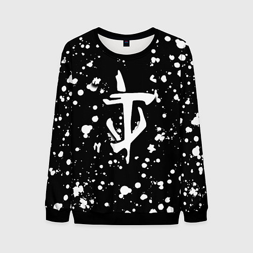 Мужской свитшот Doom белые краски текстура / 3D-Черный – фото 1
