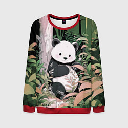 Свитшот мужской Панда в лесу, цвет: 3D-красный
