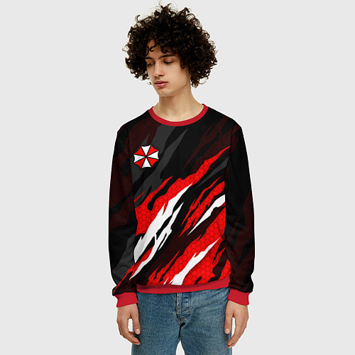 Мужской свитшот Umbrella - красное пламя / 3D-Красный – фото 3