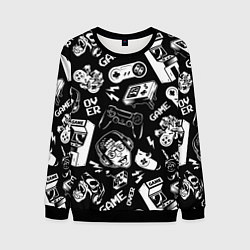 Свитшот мужской Retro gamer pattern, цвет: 3D-черный