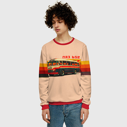 Мужской свитшот ПАЗ 652 ретро автобус поп-арт / 3D-Красный – фото 3