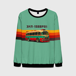 Свитшот мужской Ретро автобус ЗИЛ 158ВРА1 поп-арт, цвет: 3D-черный