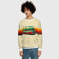 Свитшот мужской Ретро автобус ЗИЛ поп-арт, цвет: 3D-белый — фото 2