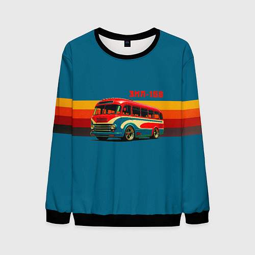 Мужской свитшот Ретро автобус ЗИЛ 156 поп-арт / 3D-Черный – фото 1